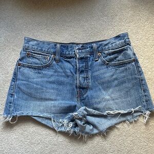 Classic Blue Denim Levi Cutoff Shorts - Women's 29